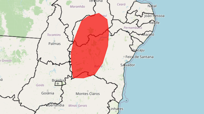 Oeste da Bahia e sul do Piauí têm alerta vermelho para chuvas acumuladas