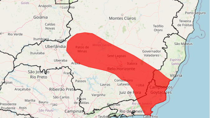 Minas Gerais, Rio de Janeiro e Espírito Santo têm alerta vermelho para acumulado de chuva