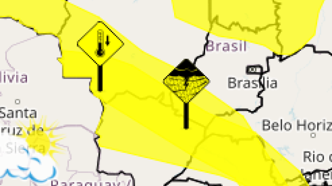 Região Centro-Oeste tem alerta para chuvas intensas e queda de temperatura