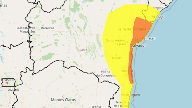 Leste da Bahia segue com alertas para chuvas intensas durante os próximos dias
