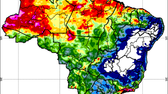 Inmet divulga previsão de chuvas do Modelo Cosmo para o Brasil nesta semana