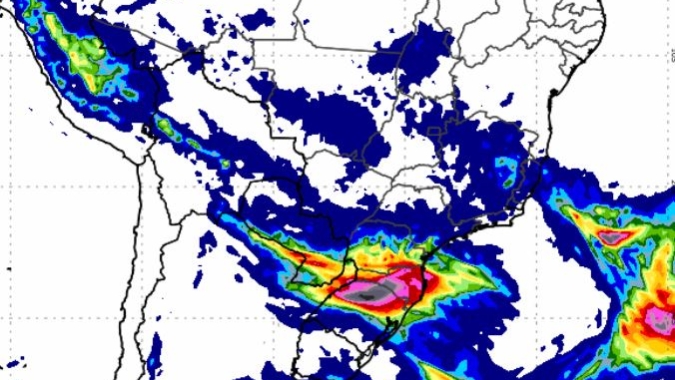Previsão: Modelos ainda mostram muita chuva para o Sul e pancadas espalhadas pelo Brasil