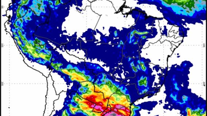 Pacote completo: Centro-Sul do Brasil com chuvas intensas, rajada de vento, raios e granizo