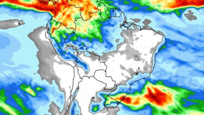 Nova rodada de chuvas no Brasil só depois da virada do mês, mostra atualização do NOAA
