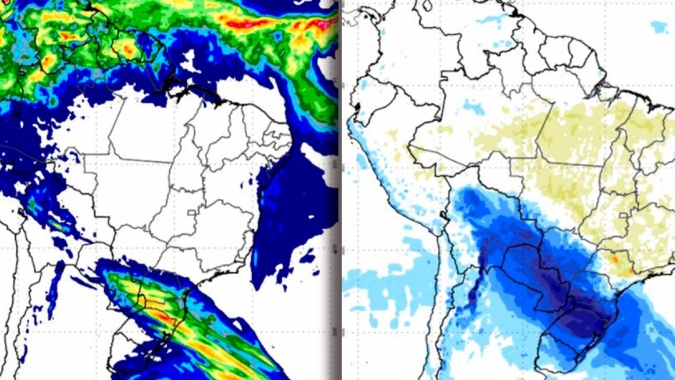 Chuva avança para o Sudeste e massa de ar frio entra no BR já nesta terça-feira (27)