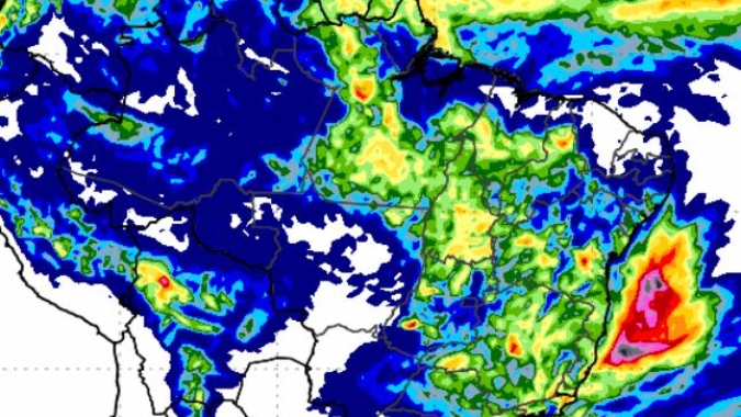 Chuva sem trégua: ZCAS mantém áreas de instabilidade no Centro-Norte do Brasil nesta 3ª feira