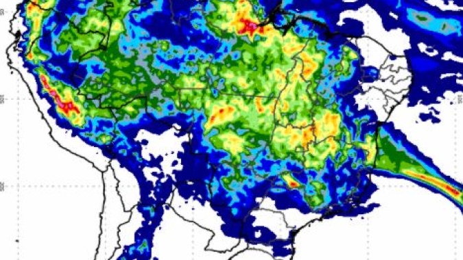ZCAS segue atuando com força e mantém o centro-norte do Brasil em alerta para temporais nesta 3ª feira