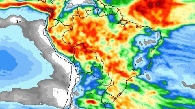 NOAA: Chuvas retornam para região Sul do Brasil apenas após o dia 17