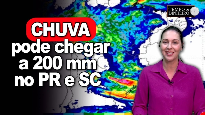 Chuvas podem chegar aos 200 mm no PR e em SC . Veja a previsão com Karina Botião