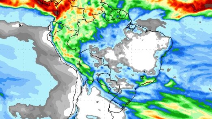 NOAA mostra retorno da umidade para Centro-Oeste e Sudeste, mas ainda de forma pontual