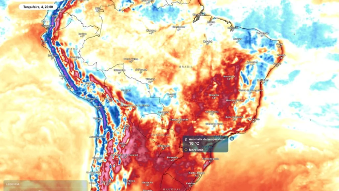 Meteored: Frente fria pode chegar ao Sul do Brasil no Dia da Mulher
