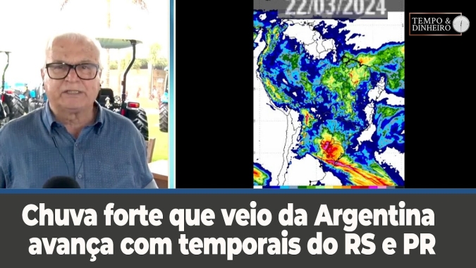 Chuva forte que veio da Argentina avança com temporais do RS e PR