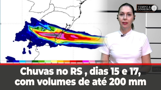 RS monitora avanço de frente fria e chuvas entre os dias 15 e 17, com volumes de até 200 mm