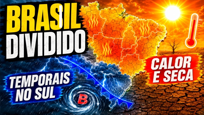 Temporais colocam o Sul em alerta; tempo seco predomina no interior do Brasil