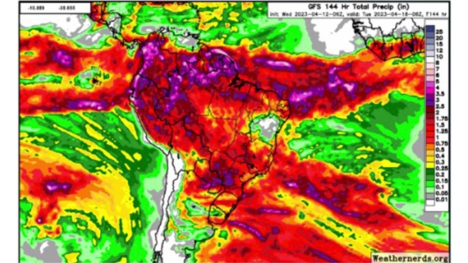 Nova rodada de chuvas avançam pelo Sul do Brasil; Na Bahia, modelos mostram chuva só depois do dia 20