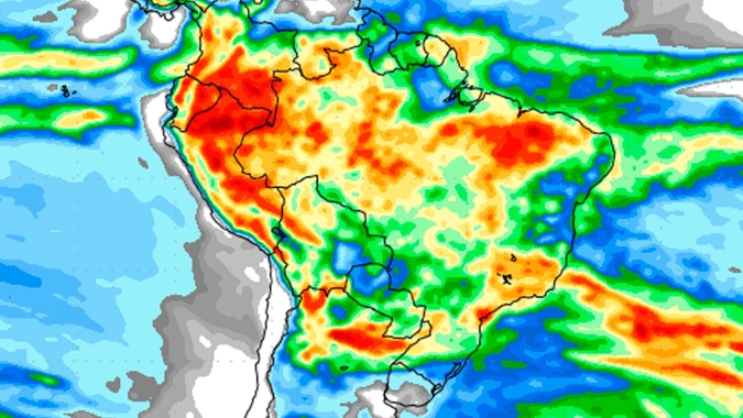 Temperaturas elevadas e muita chuva na metade norte do país com acumulados que podem superar 150mm a 200 mm  nos próximos dias