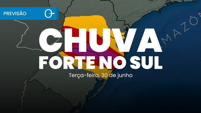 Previsão do tempo: Chuva intensa continua no Sul e nova frente fria chega na quarta 30/06/2026