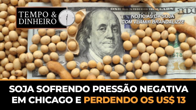 Soja sofrendo pressão negativa em Chicago e perdendo os US$ 13