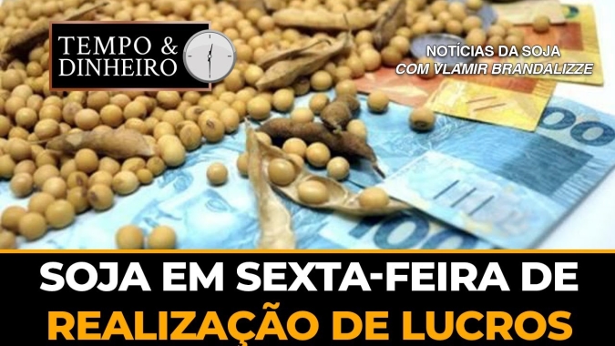 Soja em sexta-feira de realização de lucros