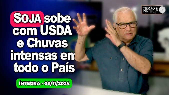 Soja sobe com USDA e café cai em NY . Dólar sobe e petróleo cai. Chuvas intensas em todo o País