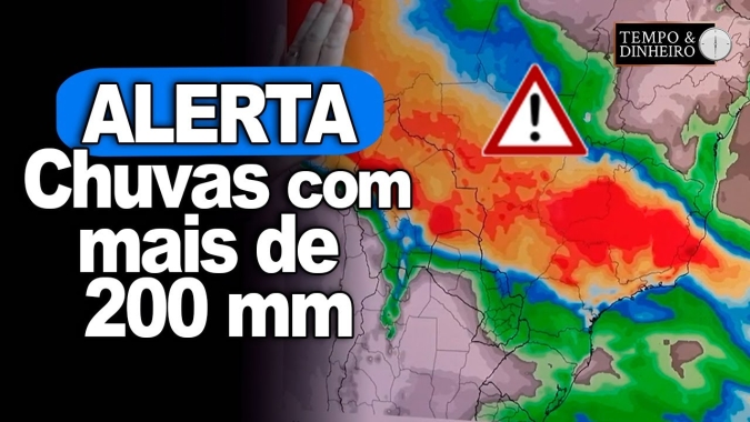 Chuvas com mais de 200 mm no ES, RJ, sul da BA e de MG. Chuva no centro-norte, informa R Coutinho