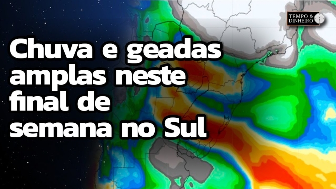 Meteorologia indica chuva e geadas amplas neste final de semana no Sul.