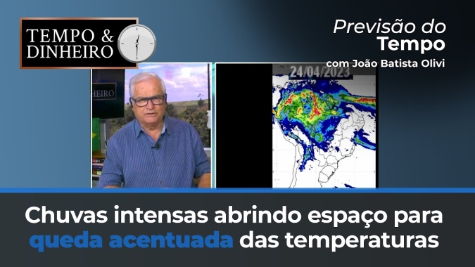 Previsão do tempo  mostra chuvas intensas abrindo espaço para queda acentuada das temperaturas