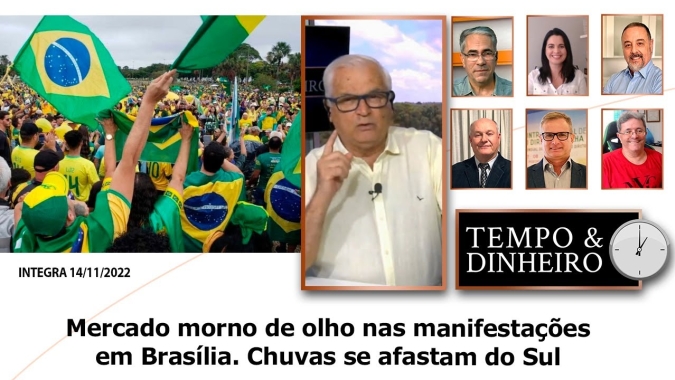 Mercado morno de olho nas manifestações em Brasília. Chuvas se afastam do Sul