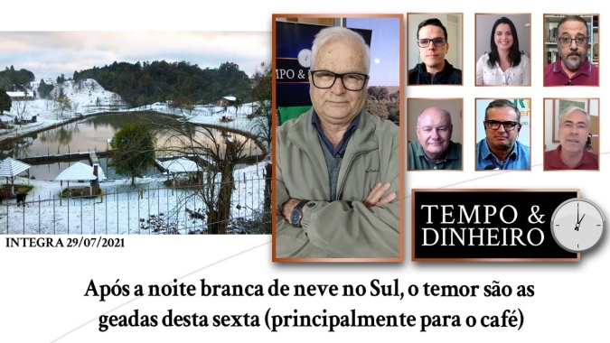 Após a noite branca de neve no Sul, a preocupação são as geadas desta sexta (principalmente para o café)