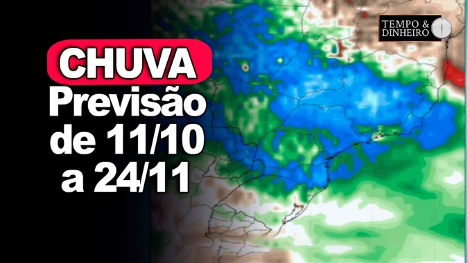 Chuva boa avança para centro-oeste e intensa no Sul