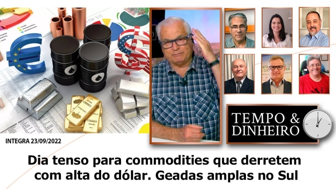 Dia tenso para commodities que derretem com alta do dólar. Geadas amplas no Sul