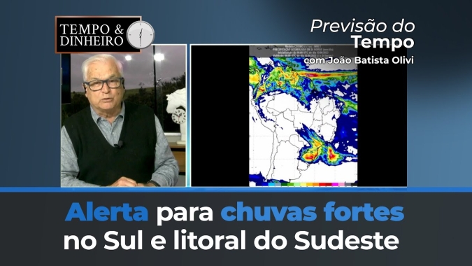 Alerta para chuvas fortes no Sul e litoral do Sudeste com formação de ciclone extra-tropical