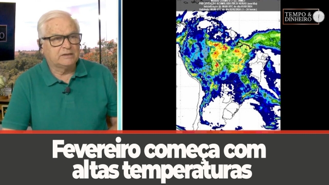 Fevereiro começa com altas temperaturas e chuvas concentradas no centro-norte