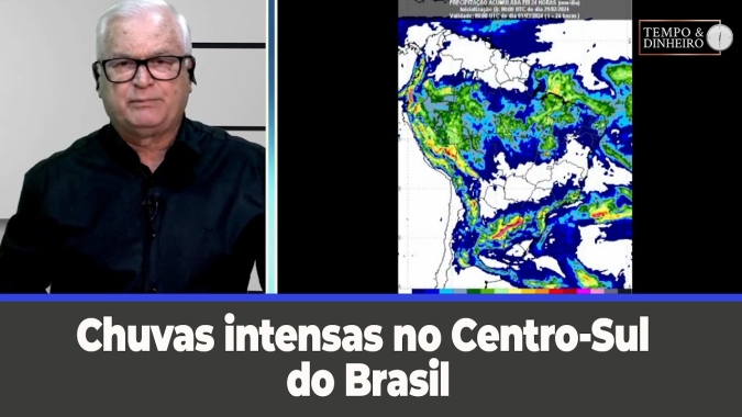 Chuvas intensas no Centro-Sul do Brasil e alerta para o litoral do Sudeste