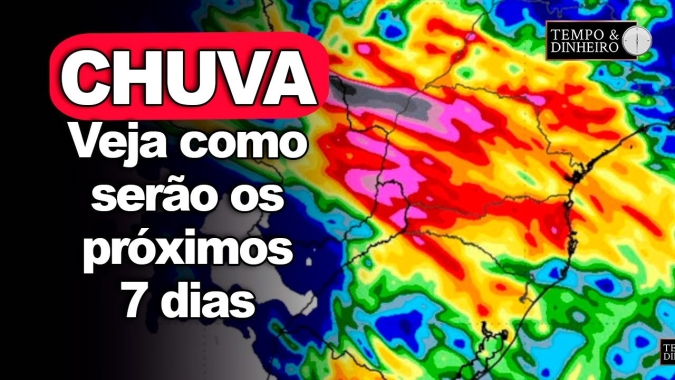 Chuva em pelo menos 10 Estados e acima da média no Sul e MT