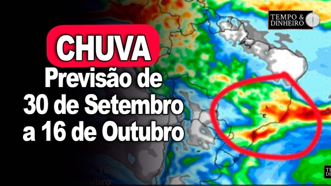 Previsão de chuvas entre os dias 30 de Set a 16 de outubro. Chuvas chegam mas ainda não para todos