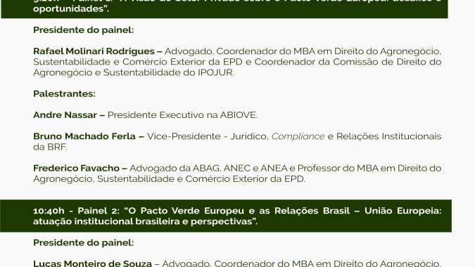 "O Pacto Verde Europeu e os Impactos para o Agronegócio Brasileiro": Evento discute mudanças