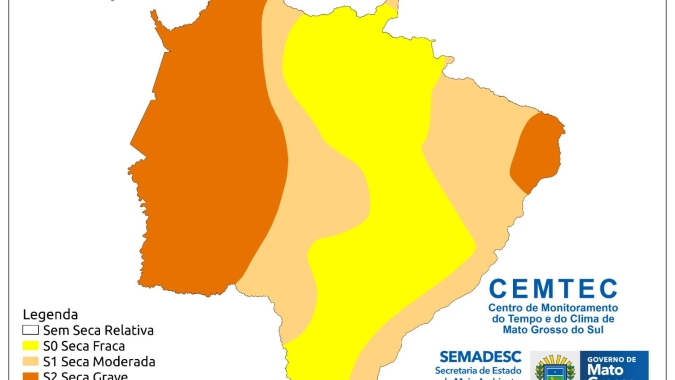 Boletim de Monitoramento do Clima divulgado pelo Cemtec aponta aumento da seca em MS