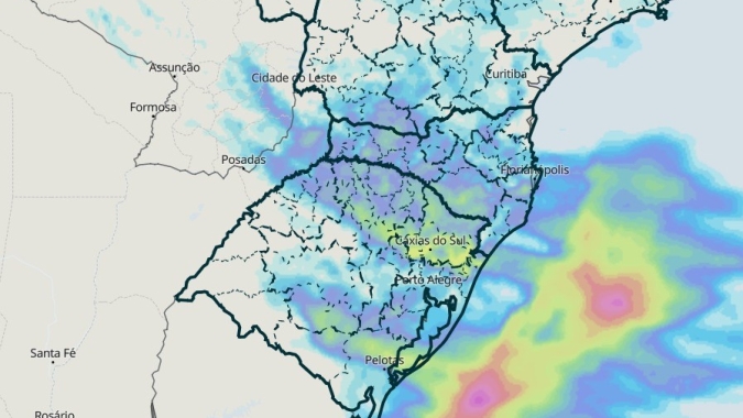 Sul do Brasil terá início de semana chuvoso e retorno do tempo seco a partir de quarta