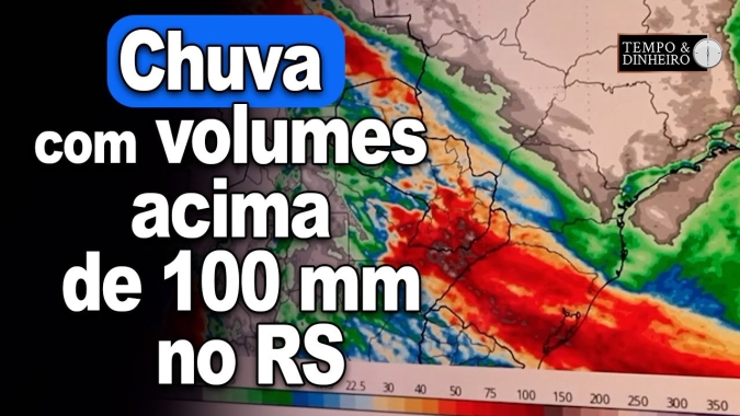 Chuva com volumes acima de 100 mm no RS e frio mais intenso no Sul , informa Ronaldo Coutinho.