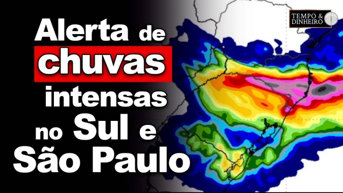 Previsão do tempo com alerta de CHUVAS intensas, ventania e frio no Sul e SP.
