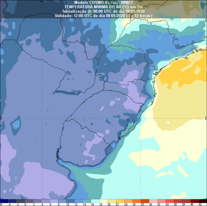 Temperaturas Sul e Centro-Oeste - Inmet - 0805
