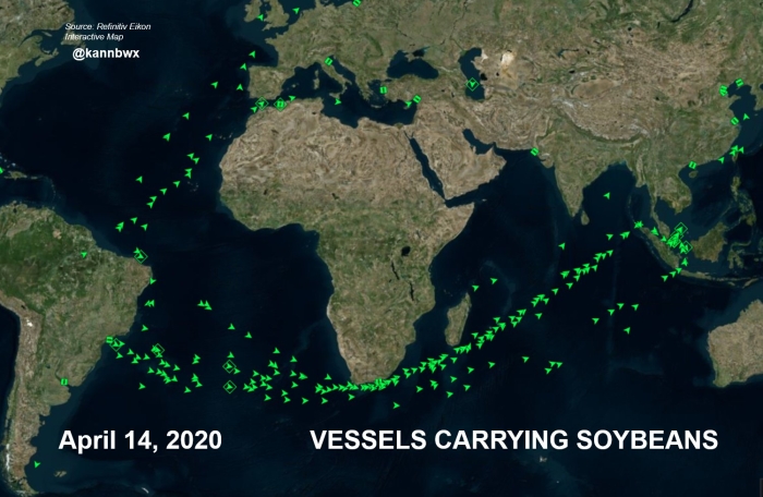 Soja - Navios em 14.04.2020