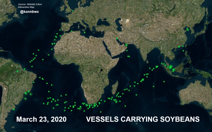 Soja - Navios em 23.03.2019